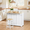 SoBuy FKW129-WN Îlot Central de Cuisine sur Roulettes, Plan Extensible 44→69cm, 2 Tiroirs & 2 Portes, Étagères Réglables, Chariot Mobile – 113x91cm, Blanc
