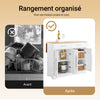 SoBuy FKW129-WN Îlot Central de Cuisine sur Roulettes, Plan Extensible 44→69cm, 2 Tiroirs & 2 Portes, Étagères Réglables, Chariot Mobile – 113x91cm, Blanc