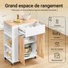 SoBuy FKW132-WN Desserte Cuisine avec Roues, pour Cuisine et Salle à Manger, Rangement Optimisé, Design Fonctionnel – L70×P40×H90 cm, Bois d’Hévéa, Blanc