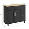 SoBuy FKW133-SCH Desserte de Cuisine à Roulettes – Plan Bois 99 cm, Tiroir, Placard 2 Portes, 3 Étagères, 75 kg | Noir