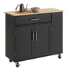 SoBuy FKW133-SCH Desserte de Cuisine à Roulettes – Plan Bois 99 cm, Tiroir, Placard 2 Portes, 3 Étagères, 75 kg | Noir