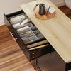 SoBuy FKW133-SCH Desserte de Cuisine à Roulettes – Plan Bois 99 cm, Tiroir, Placard 2 Portes, 3 Étagères, 75 kg | Noir