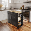 SoBuy FKW133-SCH Desserte de Cuisine à Roulettes – Plan Bois 99 cm, Tiroir, Placard 2 Portes, 3 Étagères, 75 kg | Noir
