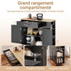 SoBuy FKW133-SCH Desserte de Cuisine à Roulettes – Plan Bois 99 cm, Tiroir, Placard 2 Portes, 3 Étagères, 75 kg | Noir