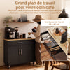 SoBuy FKW133-SCH Desserte de Cuisine à Roulettes – Plan Bois 99 cm, Tiroir, Placard 2 Portes, 3 Étagères, 75 kg | Noir