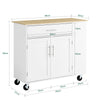 SoBuy FKW133-WN Îlot Central de Cuisine Mobile – Desserte à roulettes de Cuisine – Meuble de Cuisine avec Plan de Travail et Tiroir pour Salle à Manger ou Cuisine Extérieure, Blanc 99x40x85 cm