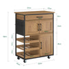 Prévente SoBuy FKW134-N Desserte de cuisine à roulettes 67 cm avec tiroir, casier à vin et crochets – Style industriel bois et métal