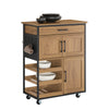 Prévente SoBuy FKW134-N Desserte de cuisine à roulettes 67 cm avec tiroir, casier à vin et crochets – Style industriel bois et métal