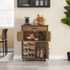 Prévente SoBuy FKW134-N Desserte de cuisine à roulettes 67 cm avec tiroir, casier à vin et crochets – Style industriel bois et métal