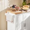 SoBuy FKW41-II-WN Îlot central de cuisine avec rangement et plan de travail extensible – desserte de cuisine à roulettes, meuble de cuisine multifonction, blanc, 130 × 91 × (46–71) cm