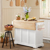 SoBuy FKW41-II-WN Îlot central de cuisine avec rangement et plan de travail extensible – desserte de cuisine à roulettes, meuble de cuisine multifonction, blanc, 130 × 91 × (46–71) cm