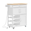 SoBuy FKW45-E-WN desserte Cuisine avec Prise, 75x37,6x86,5 cm, Cuisine et café | Avec casier à bouteilles et pieds interchangeables, desserte à roulettes cuisine avec plan de travail, MDF/PB