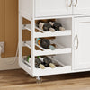 SoBuy FKW45-E-WN desserte Cuisine avec Prise, 75x37,6x86,5 cm, Cuisine et café | Avec casier à bouteilles et pieds interchangeables, desserte à roulettes cuisine avec plan de travail, MDF/PB