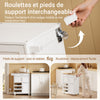 SoBuy FKW45-E-WN Desserte de Cuisine avec Prise Intégrée – 2 Prises + 2 USB, Casier à Bouteilles, Roulettes ou Pieds, 63 kg, Blanc et Bois
