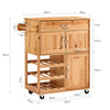 Prévente SoBuy FKW45-N Meuble Cuisine à roulettes en Bois Massif avec Plan de Travail Desserte Cuisine avec Range-Bouteilles, îlot Central Compact pour Cuisine, Salle à Manger et extérieur Naturel 66×38×86 cm