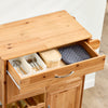 Prévente SoBuy FKW45-N Meuble Cuisine à roulettes en Bois Massif avec Plan de Travail Desserte Cuisine avec Range-Bouteilles, îlot Central Compact pour Cuisine, Salle à Manger et extérieur Naturel 66×38×86 cm
