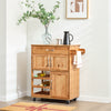 Prévente SoBuy FKW45-N Meuble Cuisine à roulettes en Bois Massif avec Plan de Travail Desserte Cuisine avec Range-Bouteilles, îlot Central Compact pour Cuisine, Salle à Manger et extérieur Naturel 66×38×86 cm