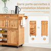 Prévente SoBuy FKW45-N Meuble Cuisine à roulettes en Bois Massif avec Plan de Travail Desserte Cuisine avec Range-Bouteilles, îlot Central Compact pour Cuisine, Salle à Manger et extérieur Naturel 66×38×86 cm