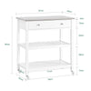 SoBuy FKW47-II-W Desserte de Cuisine à Roulettes avec Plateau Acier INOX, 1 Tiroir et 2 Étagères Ouvertes, Îlon Central Charge 70 kg – 81x45x90 cm, Blanc