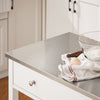SoBuy FKW47-II-W Desserte de Cuisine à Roulettes avec Plateau Acier INOX, 1 Tiroir et 2 Étagères Ouvertes, Îlon Central Charge 70 kg – 81x45x90 cm, Blanc