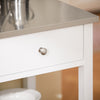 SoBuy FKW47-II-W Desserte de Cuisine à Roulettes avec Plateau Acier INOX, 1 Tiroir et 2 Étagères Ouvertes, Îlon Central Charge 70 kg – 81x45x90 cm, Blanc