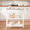 SoBuy FKW47-II-W Desserte de Cuisine à Roulettes avec Plateau Acier INOX, 1 Tiroir et 2 Étagères Ouvertes, Îlon Central Charge 70 kg – 81x45x90 cm, Blanc