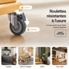 SoBuy FKW69-N Desserte de Cuisine à Roulettes avec Plan Extensible INOX 46→71cm, 2 Tiroirs et Étagères Réglables, Charge 100 kg – 115x46x92 cm, Naturel