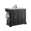 SoBuy FKW71-II-SCH Îlot Central de Cuisine sur Roulettes, Plan Extensible 46→71cm, 2 Tiroirs, Étagères Réglables, Charge 100kg – 115x46x92cm, Noir