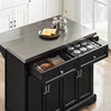 SoBuy FKW71-II-SCH Îlot Central de Cuisine sur Roulettes, Plan Extensible 46→71cm, 2 Tiroirs, Étagères Réglables, Charge 100kg – 115x46x92cm, Noir