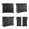 SoBuy FKW71-III-SCH Îlot de Cuisine Mobile avec Plan Inox Extensible 46–71 cm – 2 Tiroirs, Étagères Réglables, Noir
