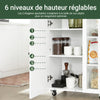 SoBuy FKW75-WN Desserte de Cuisine à Roulettes avec Placard et Étagère Latérale 3 Niveaux – Blanc/Naturel, 60 × 40 × 92 cm