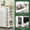 SoBuy FKW75-WN Desserte de Cuisine à Roulettes avec Placard et Étagère Latérale 3 Niveaux – Blanc/Naturel, 60 × 40 × 92 cm