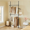 SoBuy FRG109-II-SCH Tringle à Vêtements Télescopique, Portant à Vêtements Robuste, Penderie Ouverte Réglable avec Barres de Suspension pour Chambre, Dressing, Noir