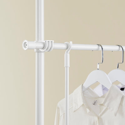 SoBuy FRG109-II-W Tringle à Vêtements Télescopique, Portant à Vêtements Robuste, Penderie Ouverte Réglable avec Barres de Suspension pour Chambre, Dressing, Blanc