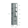 SoBuy FRG126-SG Meuble Colonne Salle de Bain Meuble de Rangement avec 4 Étagères et 2 Tiroirs Modulables Petit Salle de Bain Bois, Anti-Bascule, Gain de Place pour WC et Toilette 30x30x140
