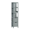 SoBuy FRG126-SG Meuble Colonne Salle de Bain Meuble de Rangement avec 4 Étagères et 2 Tiroirs Modulables Petit Salle de Bain Bois, Anti-Bascule, Gain de Place pour WC et Toilette 30x30x140