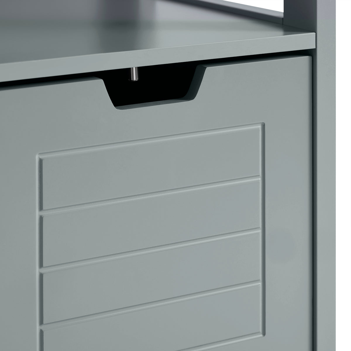 SoBuy FRG126-SG Colonne Salle de Bain avec 4 Étagères et 2 Tiroirs, Gain de Place, pour Salle de Bain et WC, Usage Quotidien – L30×P30×H140 cm, Bois, Gris Clair
