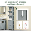 SoBuy FRG126-SG Meuble Colonne Salle de Bain Meuble de Rangement avec 4 Étagères et 2 Tiroirs Modulables Petit Salle de Bain Bois, Anti-Bascule, Gain de Place pour WC et Toilette 30x30x140