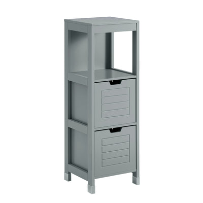 SoBuy FRG127-SG Meuble Salle de Bain Commode – Petit Meuble Rangement avec 2 Paniers – Colonne Compacte pour Toilette en Bois