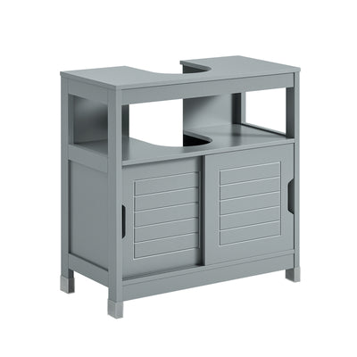 SoBuy FRG128-II-SG Meuble sous Lavabo Salle de Bain avec Portes Coulissantes - Meuble Salle de Bain et Meuble sous Vasque Com