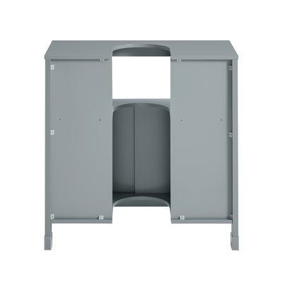 SoBuy FRG128-II-SG Meuble sous Lavabo avec Portes Coulissantes, Format Compact, Résistant à l’Humidité, pour Salle de Bain et WC – L60×P30×H60 cm, Bois, Gris