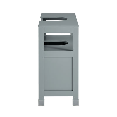 SoBuy FRG128-II-SG Meuble sous Lavabo avec Portes Coulissantes, Format Compact, Résistant à l’Humidité, pour Salle de Bain et WC – L60×P30×H60 cm, Bois, Gris