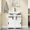 SoBuy FRG128-II-W Meuble de Salle de Bain sous Vasque avec 2 Portes Coulissantes Silencieuses, Meuble sous Lavabo, Rangement Optimisé pour Petite Surface, Anti-Humidité, Bois, Blanc, L60xP30xH60cm