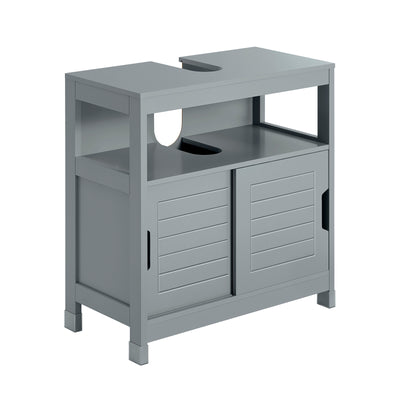 SoBuy FRG128-SG Meuble sous Lavabo Salle de Bain avec Portes Coulissantes - Meuble Salle de Bain et Meuble sous Vasque Compac