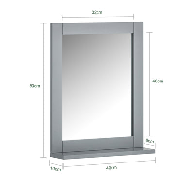 SoBuy FRG129-SG Armoire Murale Salle de Bain avec Miroir, Format Compact, pour Salle de Bain et WC, Rangement Optimisé, Pratique – L40×P10×H49 cm, Gris Clair