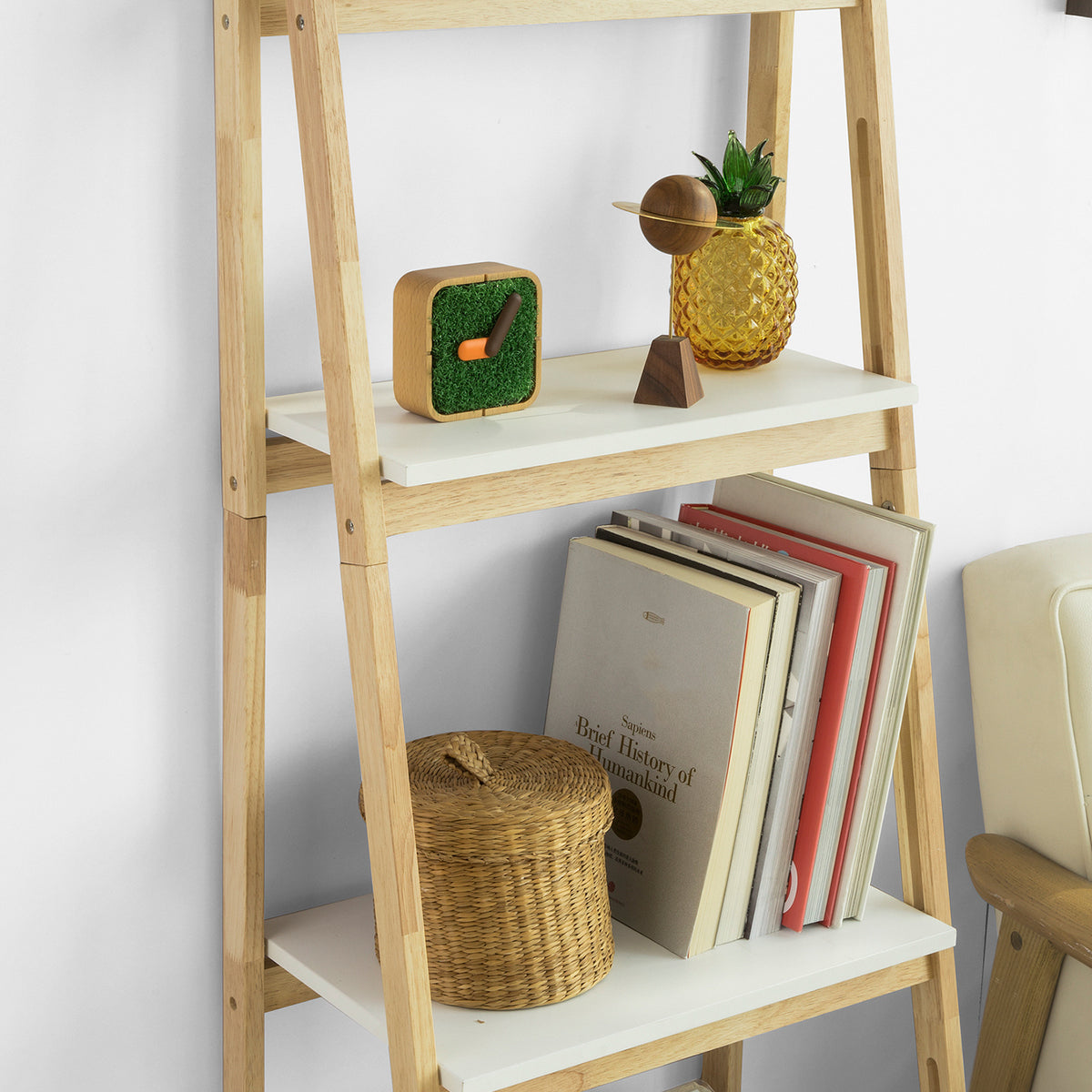 SoBuy FRG162-N Étagère Pliable Style échelle Étagère pour Salle de Bain, Bureau, Salon, etc. avec 4 Niveaux de Rangement