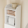 SoBuy FRG177-II-W Meuble Salle de Bain 20 cm de Largeur sur Pied avec Support Papier et Porte - Petit Meuble WC Rangement Gain de Place Blanc