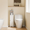 SoBuy FRG177-II-W Meuble Salle de Bain 20 cm de Largeur sur Pied avec Support Papier et Porte - Petit Meuble WC Rangement Gain de Place Blanc