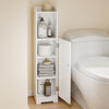 SoBuy FRG177-II-W Meuble Salle de Bain 20 cm de Largeur sur Pied avec Support Papier et Porte - Petit Meuble WC Rangement Gain de Place Blanc