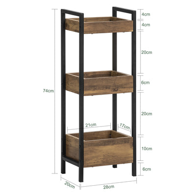 SoBuy FRG226-F Meuble Salle de Bain Rangement avec 3 paniers - Rangement Serviteur de Douche Étagère de Stockage Salle de Bain Petit Meuble WC Rangement 28x20x74 cm